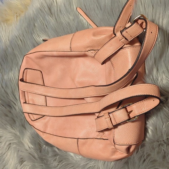 Coral color Urban Expressions backpack with embellishments - Picture 3 of 8